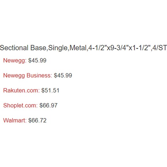 Lorell Contemporary Collection Metal Base Legs (4), Gray 4.5" x 9.8" x 1.5" - Picture 2 of 7